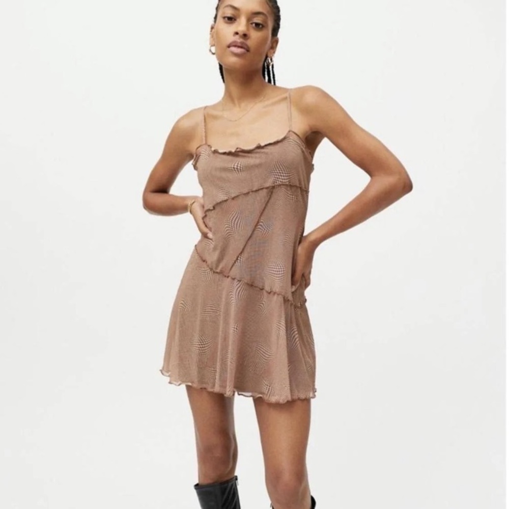 Brown sheer two layer dress.